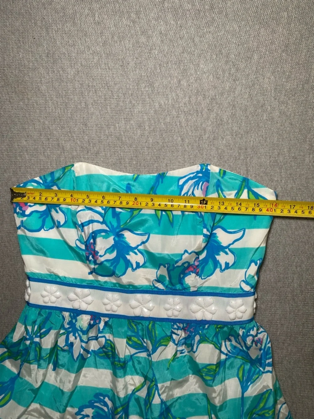 Lilly Pulitzer Strapless Langley Dress Shorely Blue Tossing The Line 8 Floral - Picture 7 of 12